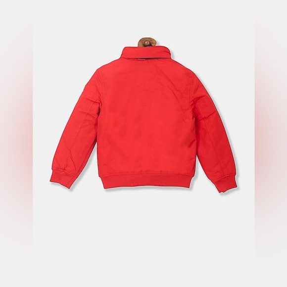 TOMMY HILFIGER Boys Red High Neck Zip-Up Solid Bomber Jacket Sz Small 6-7 NWT - Picture 3 of 15
